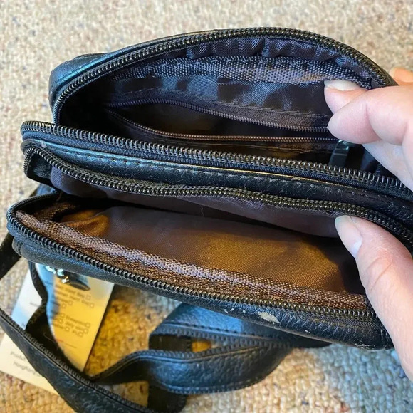 VTG Y2K XMPolo Black Faux Leather Crossbody Mini Purse Wallet Adjustable Strap - Picture 3 of 10